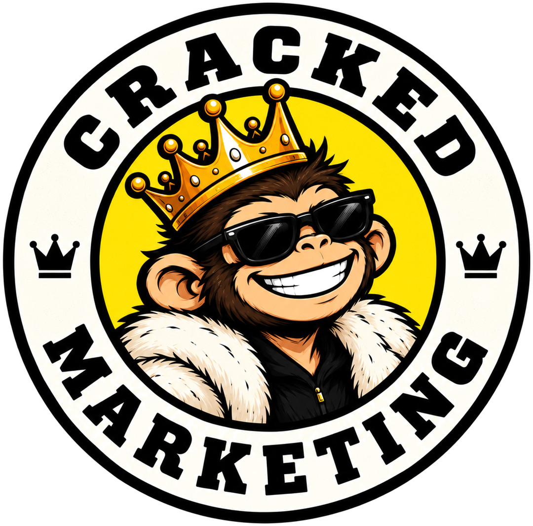 Cracked Marketing crowned monkey badge